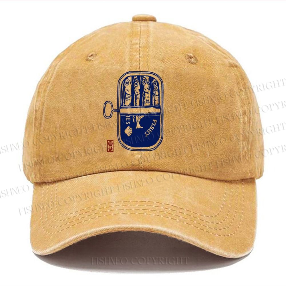 Unisex Vintage Sardine Fish Can Vintage Casual Washed Cap