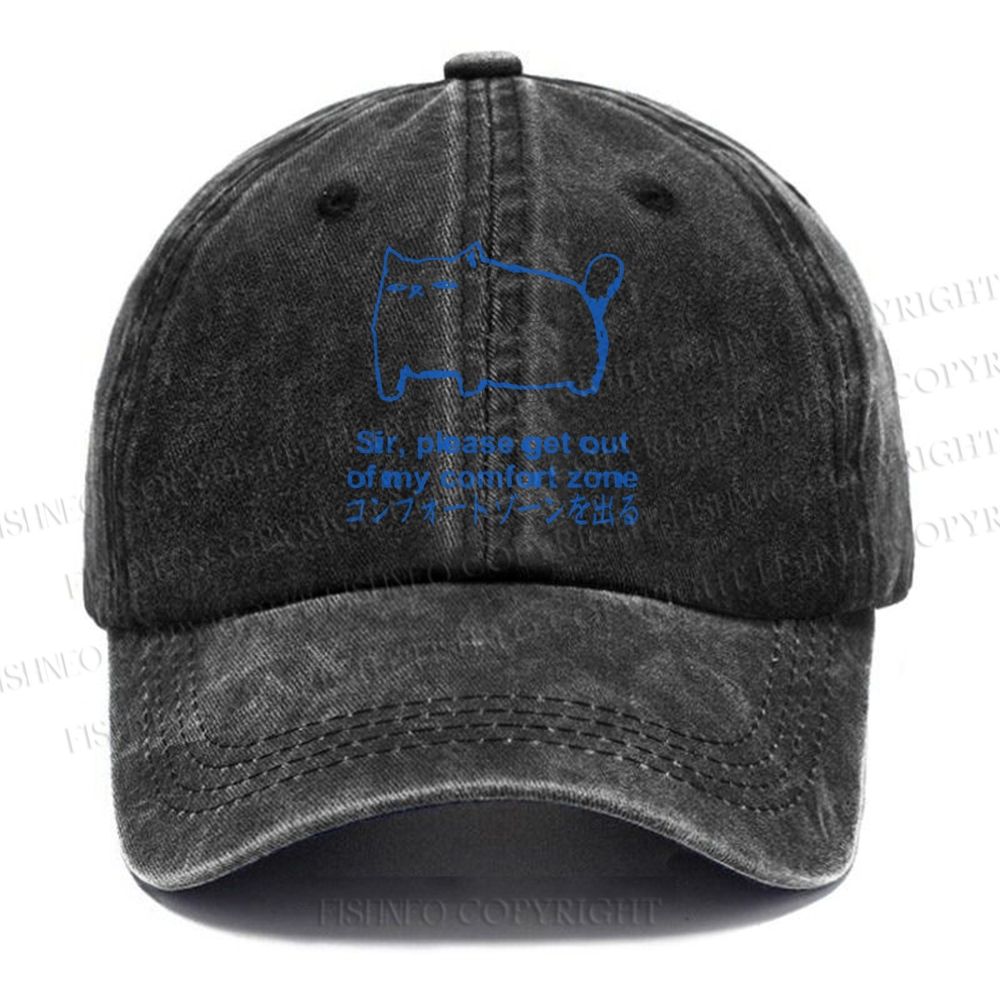 Unisex Get out of my comfort zone Funny Cat Vintage Casual Washed Cap