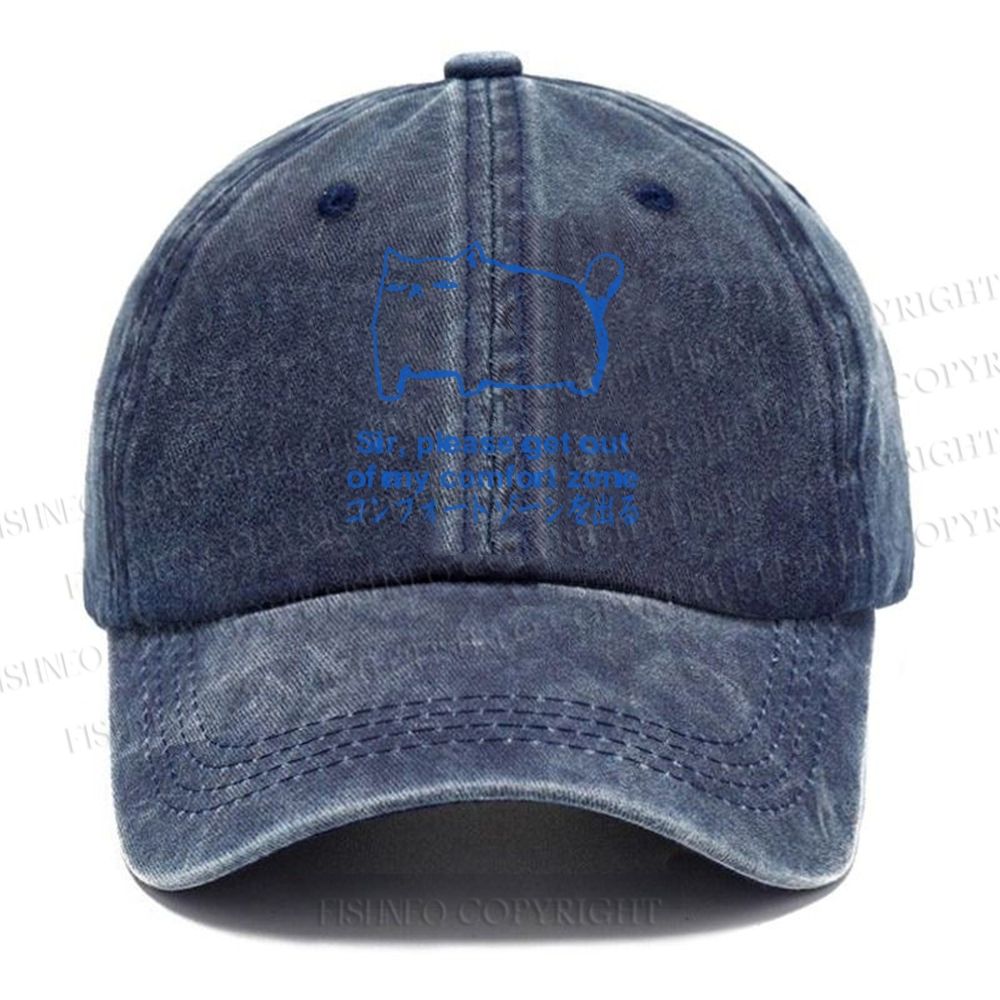 Unisex Get out of my comfort zone Funny Cat Vintage Casual Washed Cap