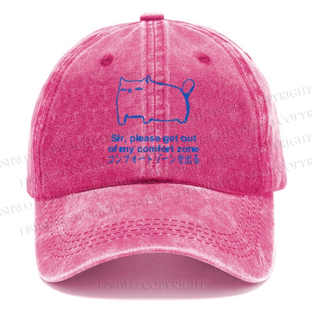 Unisex Get out of my comfort zone Funny Cat Vintage Casual Washed Cap
