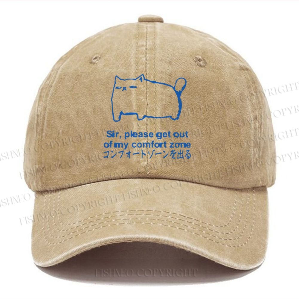 Unisex Get out of my comfort zone Funny Cat Vintage Casual Washed Cap
