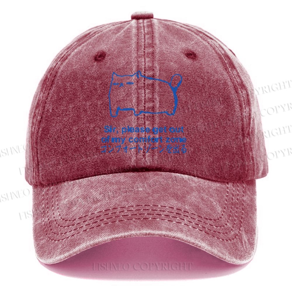 Unisex Get out of my comfort zone Funny Cat Vintage Casual Washed Cap