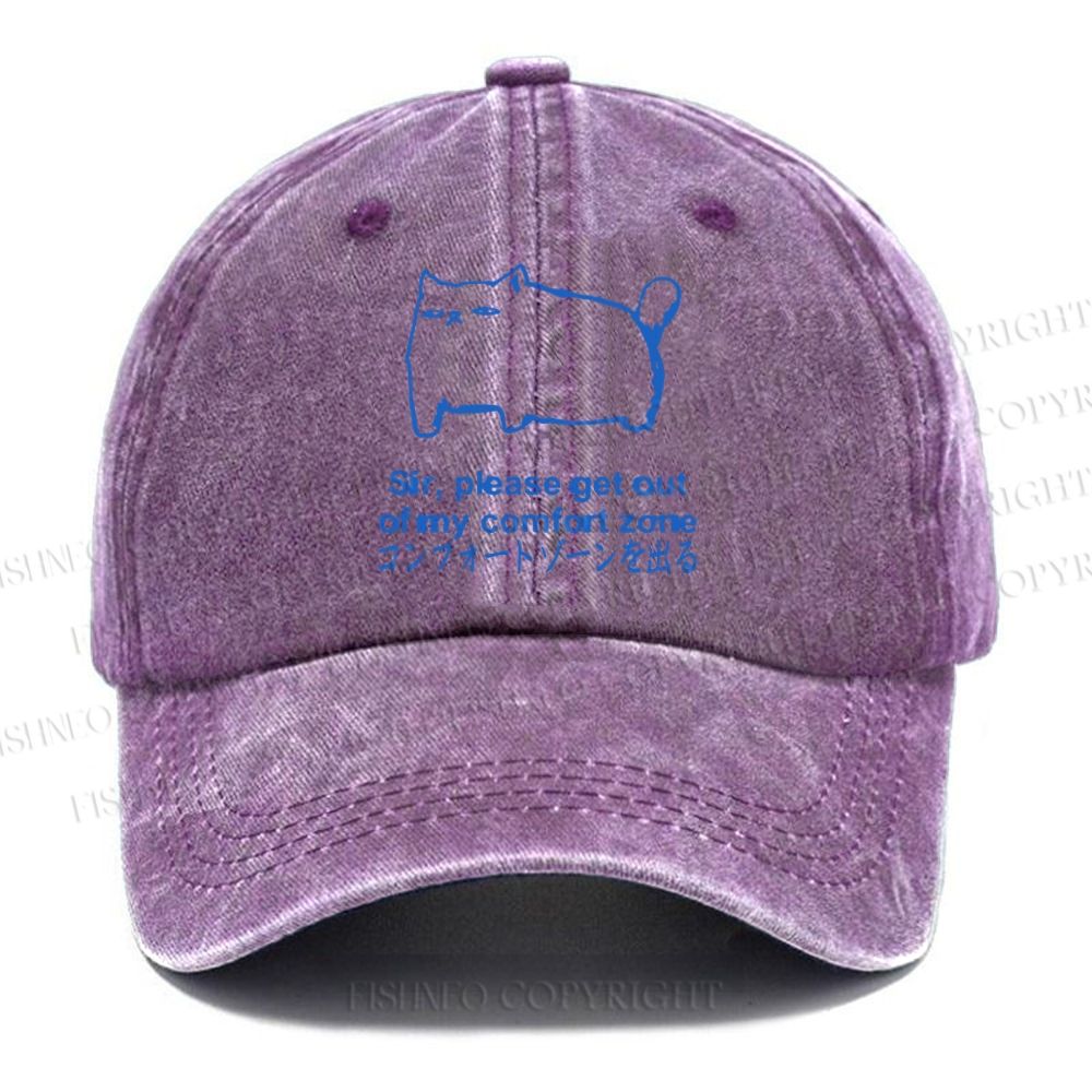 Unisex Get out of my comfort zone Funny Cat Vintage Casual Washed Cap