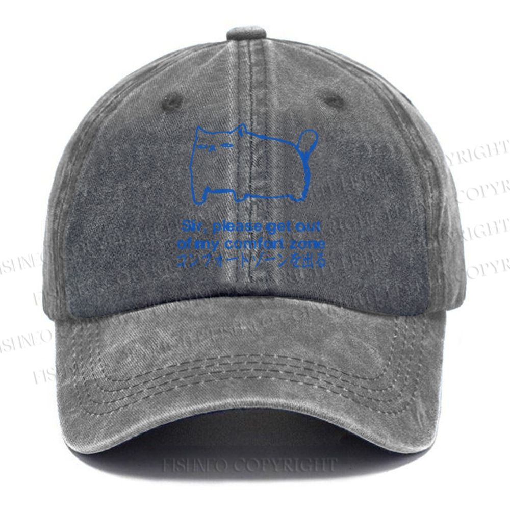 Unisex Get out of my comfort zone Funny Cat Vintage Casual Washed Cap