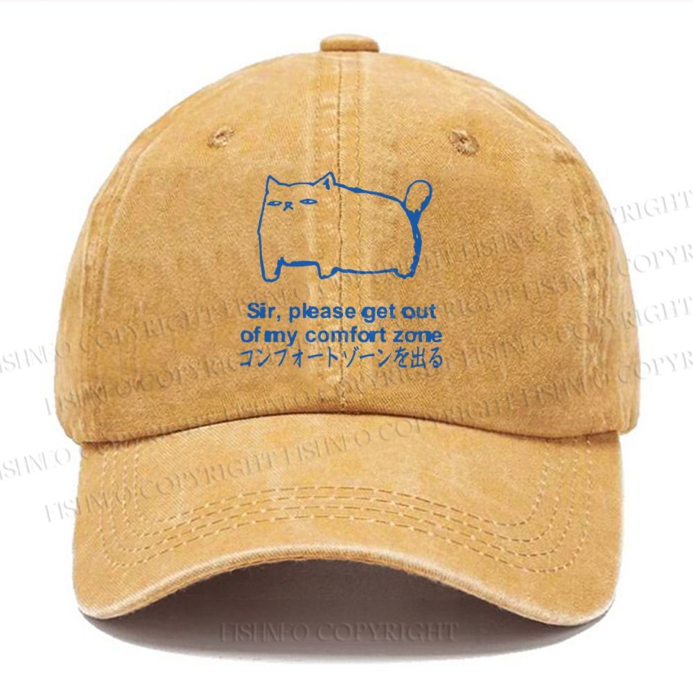 Unisex Get out of my comfort zone Funny Cat Vintage Casual Washed Cap