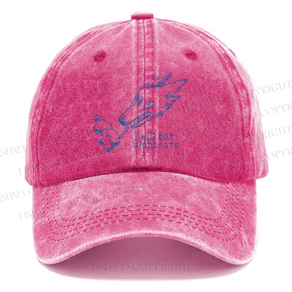 Unisex I will not elaborate Smoking Wolf Vintage Casual Washed Cap