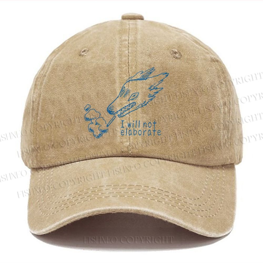 Unisex I will not elaborate Smoking Wolf Vintage Casual Washed Cap