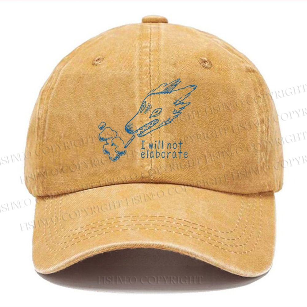 Unisex I will not elaborate Smoking Wolf Vintage Casual Washed Cap
