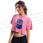 Vintage Sardine Fish Can Washed Cropped T-Shirt