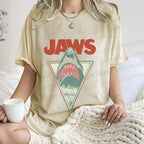 Unisex Shark Jaws Printed Washed Tee
