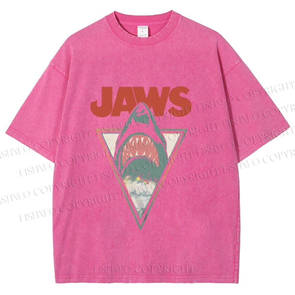 Unisex Shark Jaws Printed Washed Tee