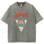 Unisex Shark Jaws Printed Washed Tee