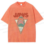 Unisex Shark Jaws Printed Washed Tee