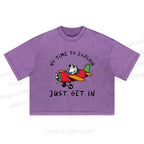 No Time To Explain Just Get In Frog Printed Washed Cropped T-Shirt