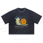 Snailed It Printed Washed Cropped T-Shirt