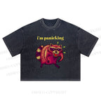 I'm Panicking Printed Washed Cropped T-Shirt