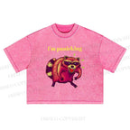 I'm Panicking Printed Washed Cropped T-Shirt
