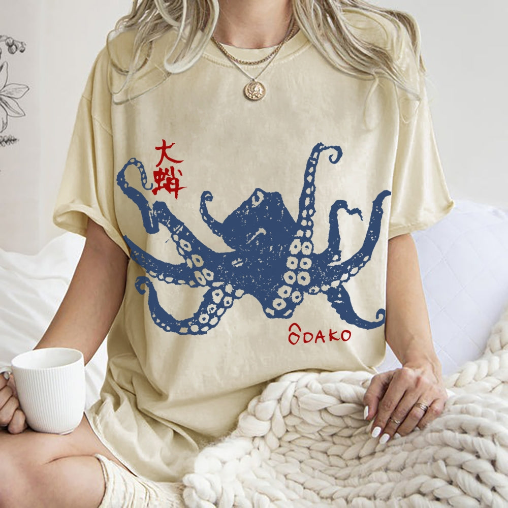 Big Octopus Lacking Serotonin Odako Vintage Washed T-shirt