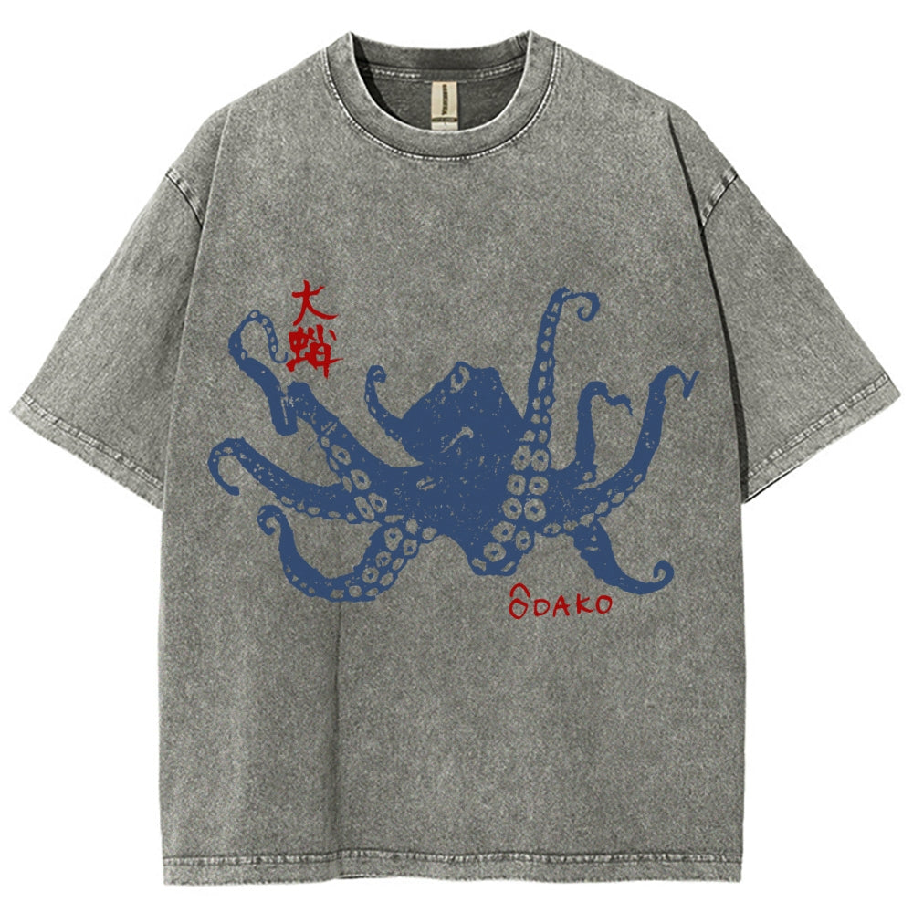 Big Octopus Lacking Serotonin Odako Vintage Washed T-shirt