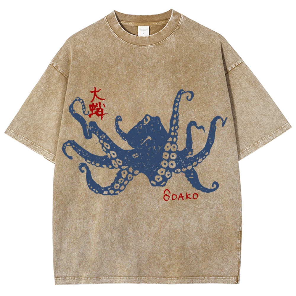 Big Octopus Lacking Serotonin Odako Vintage Washed T-shirt