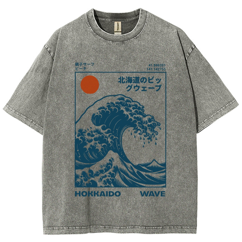 Hokkaido Wave Japan Washed T-Shirt