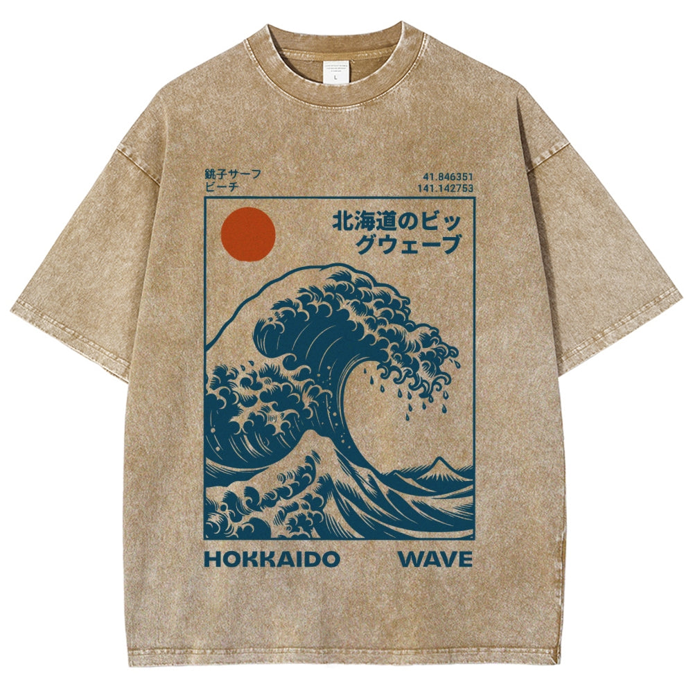 Hokkaido Wave Japan Washed T-Shirt