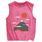 Mount Fujicat Vintage Distressed Washed Tank Top