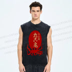 Unisex Octopus Printed Washed Tank Top