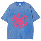 Unisex Cat Planet Printed Washed Tee