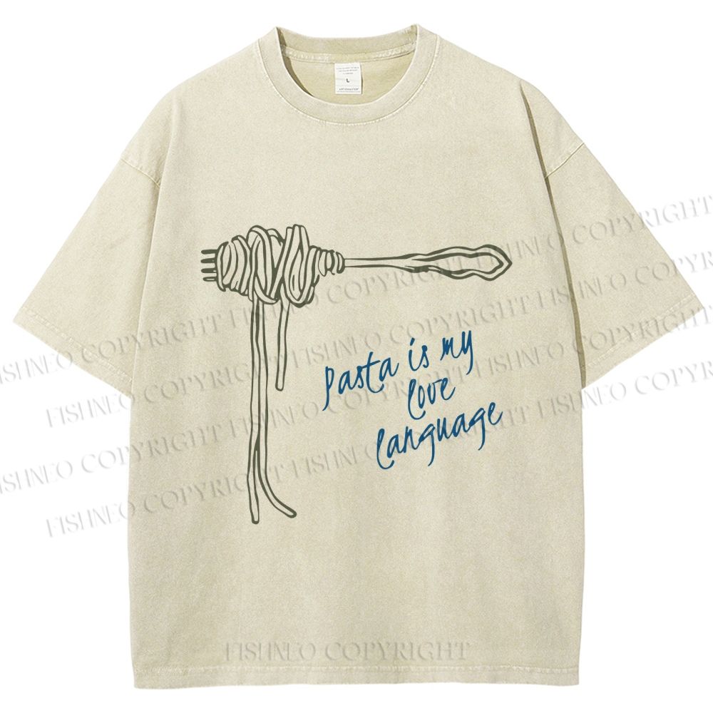 Unisex Pasta Is Love Language Printed Washed Tee
