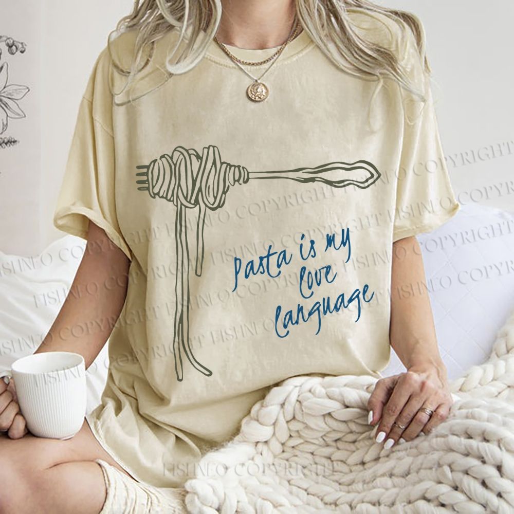 Unisex Pasta Is Love Language Printed Washed Tee