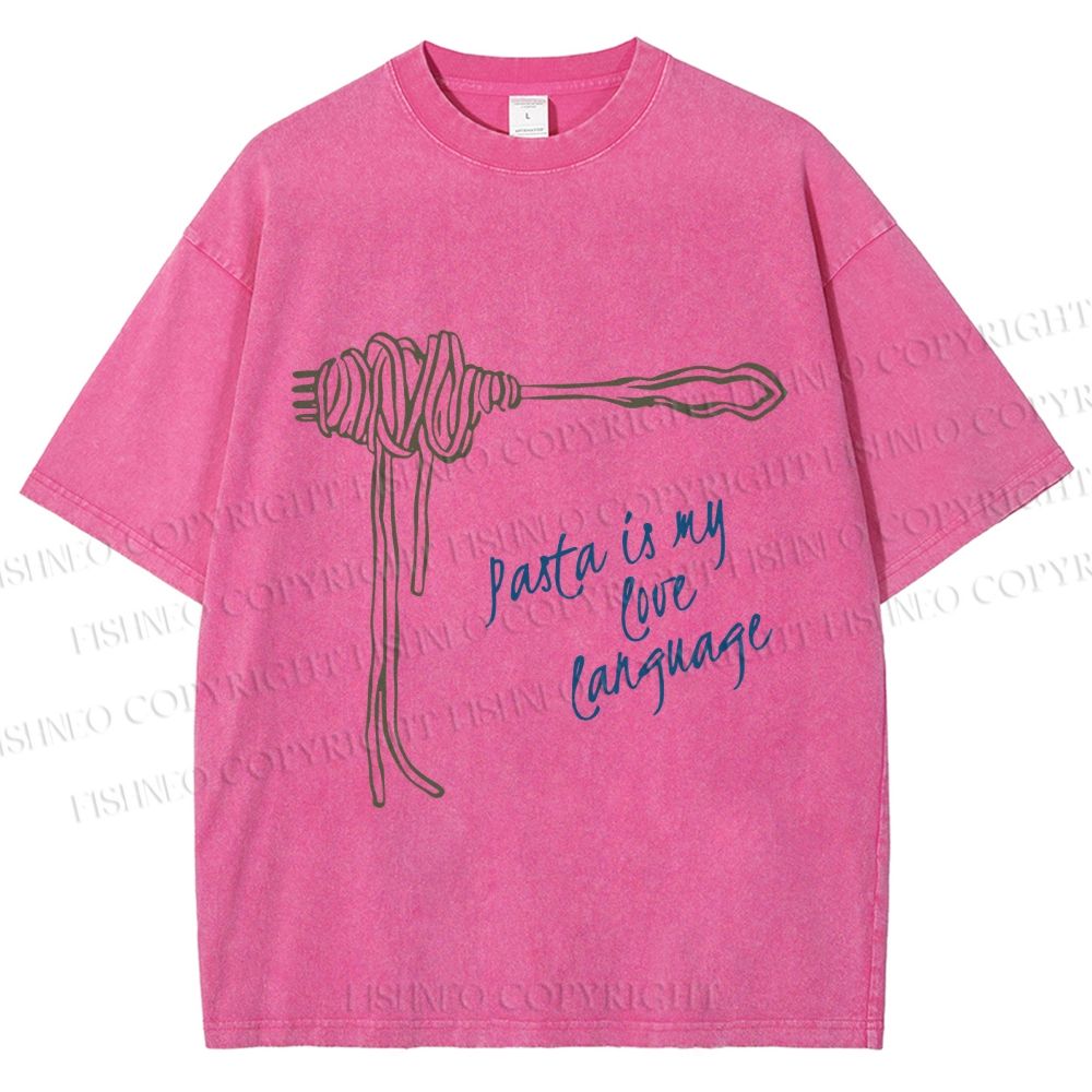 Unisex Pasta Is Love Language Printed Washed Tee