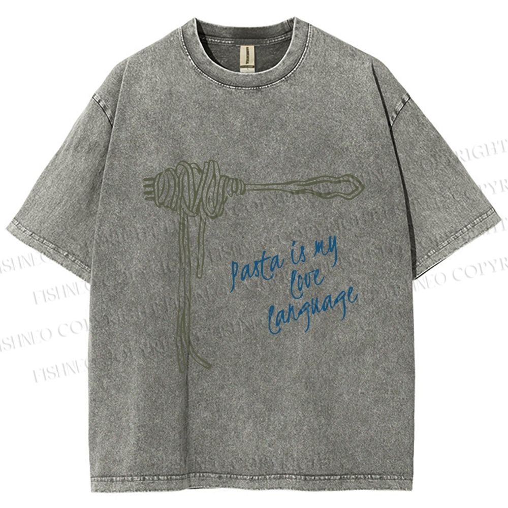 Unisex Pasta Is Love Language Printed Washed Tee
