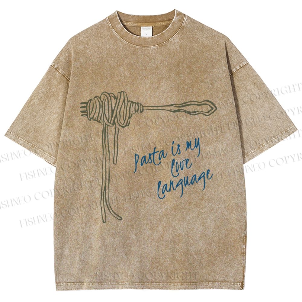 Unisex Pasta Is Love Language Printed Washed Tee