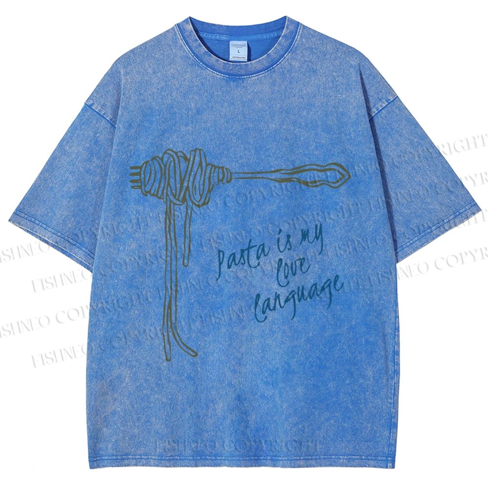 Unisex Pasta Is Love Language Printed Washed Tee