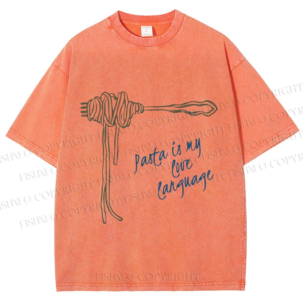 Unisex Pasta Is Love Language Printed Washed Tee