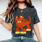 Unisex Cartoon Tiger Printed Washed Tee