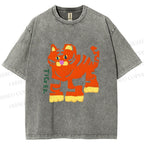 Unisex Cartoon Tiger Printed Washed Tee