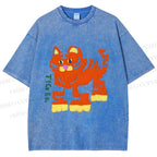 Unisex Cartoon Tiger Printed Washed Tee