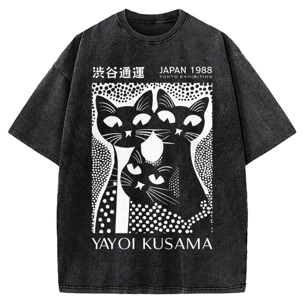 Yayoi Kusama Black Cat Vintage Washed T-shirt