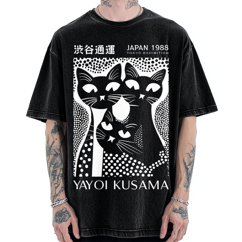 Yayoi Kusama Black Cat Vintage Washed T-shirt