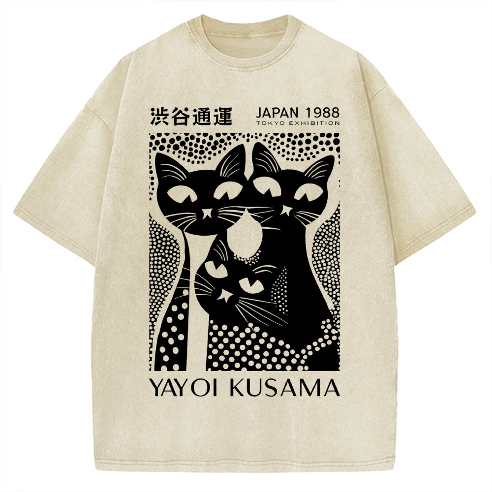Yayoi Kusama Black Cat Vintage Washed T-shirt