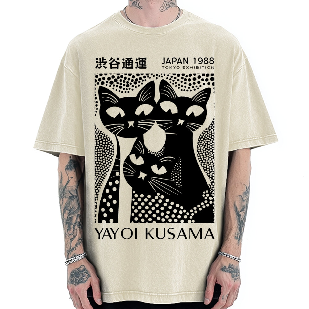 Yayoi Kusama Black Cat Vintage Washed T-shirt