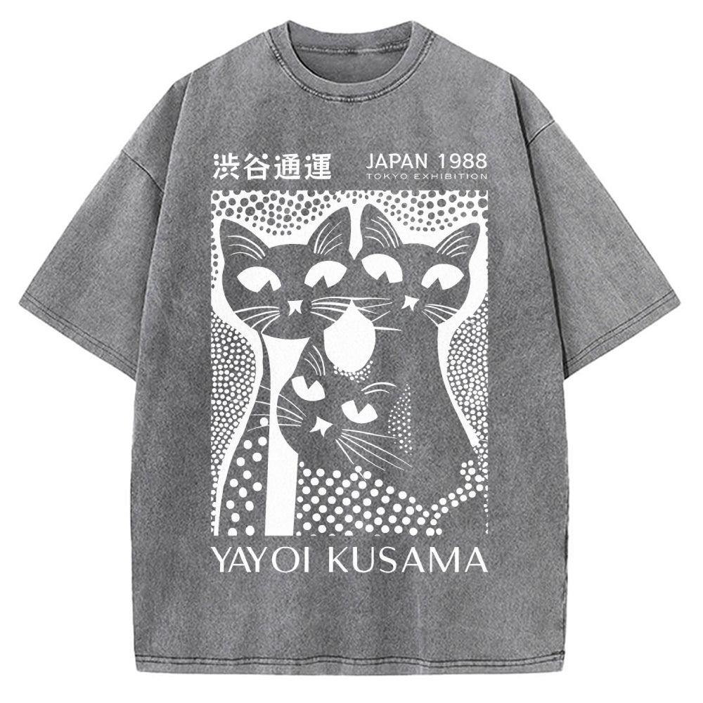 Yayoi Kusama Black Cat Vintage Washed T-shirt