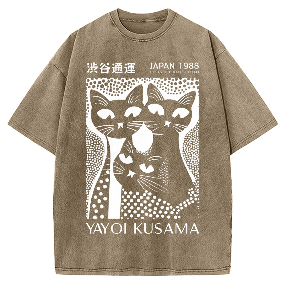 Yayoi Kusama Black Cat Vintage Washed T-shirt