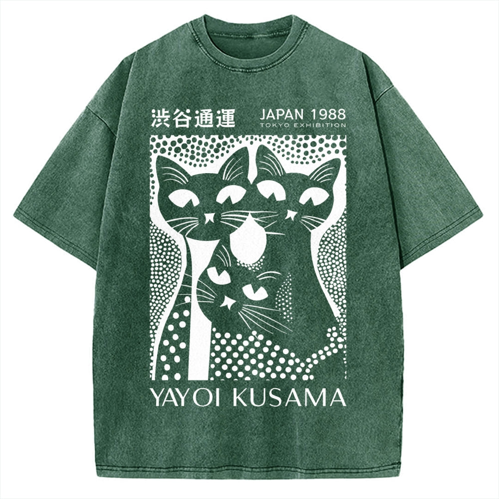 Yayoi Kusama Black Cat Vintage Washed T-shirt