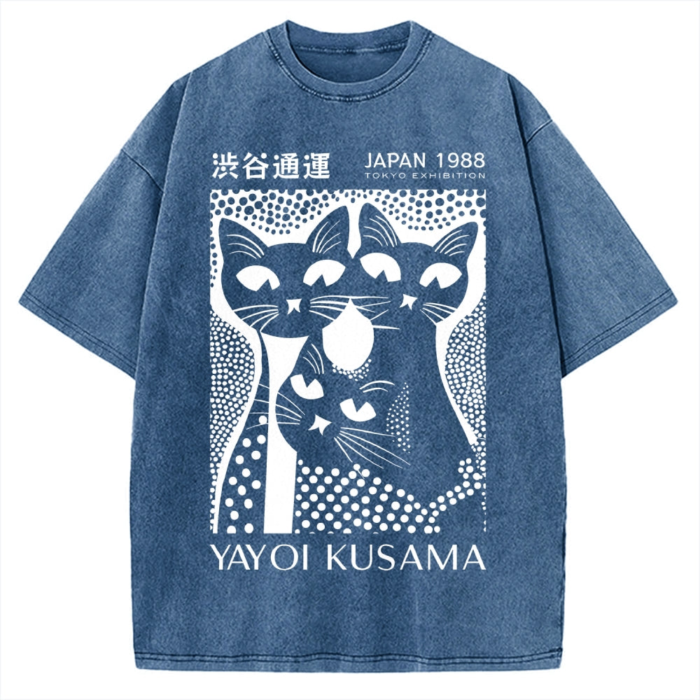 Yayoi Kusama Black Cat Vintage Washed T-shirt