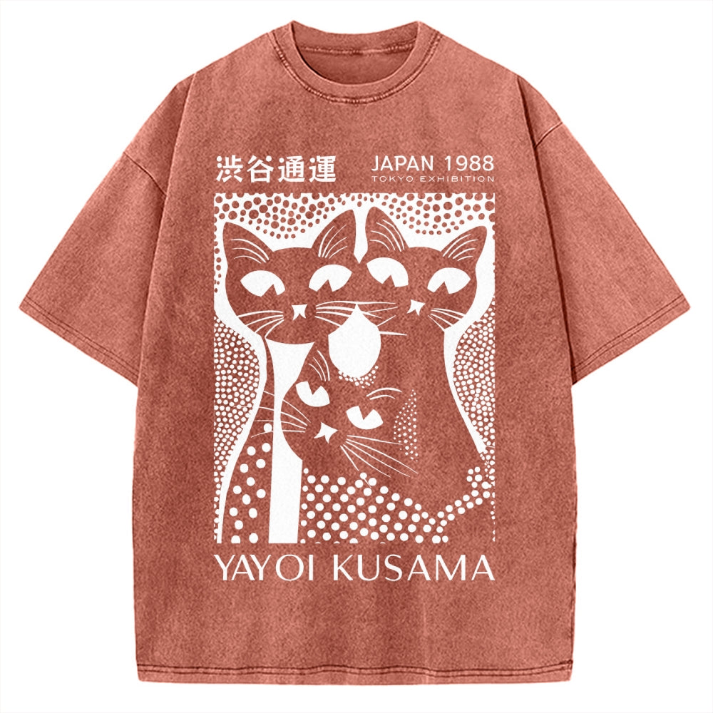 Yayoi Kusama Black Cat Vintage Washed T-shirt