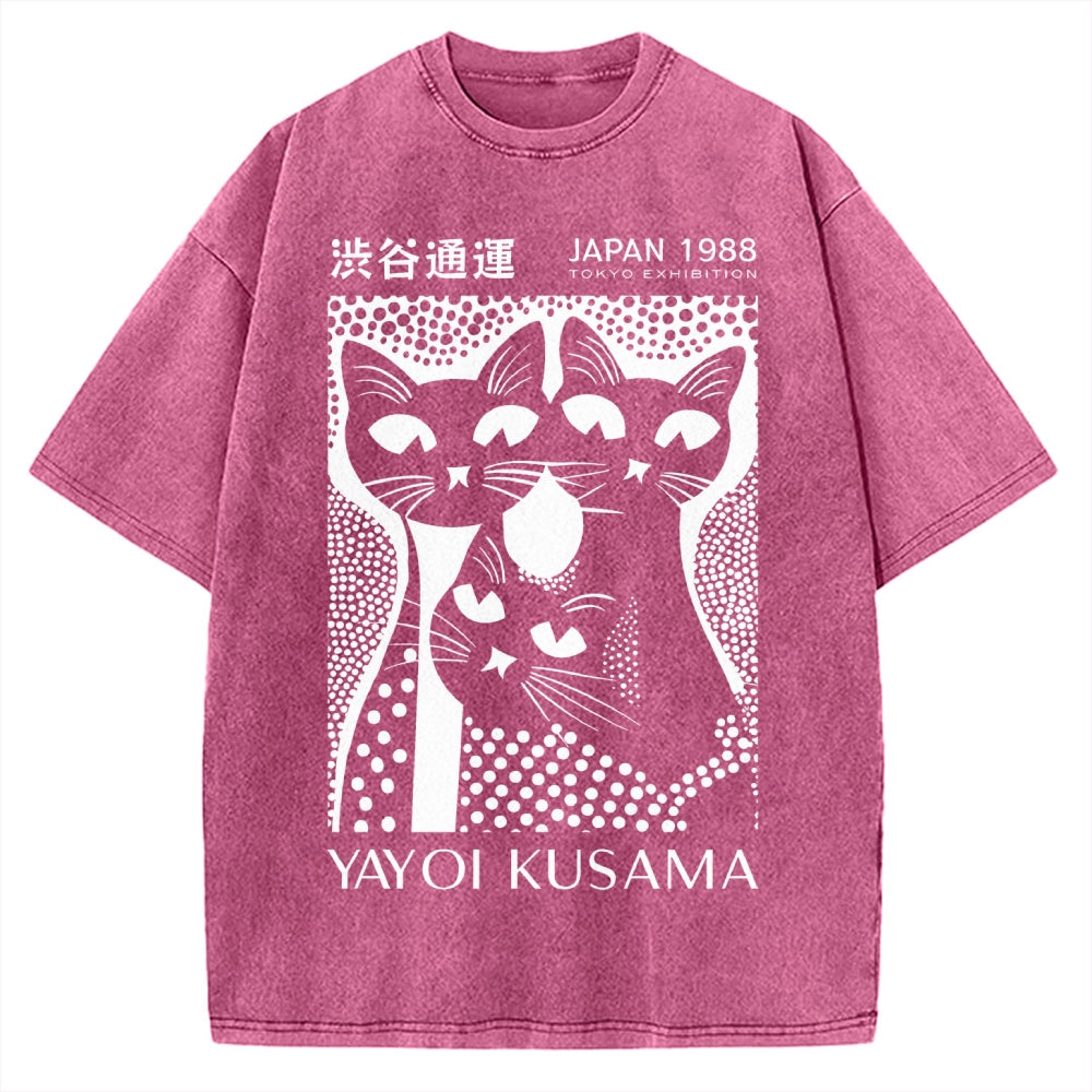 Yayoi Kusama Black Cat Vintage Washed T-shirt