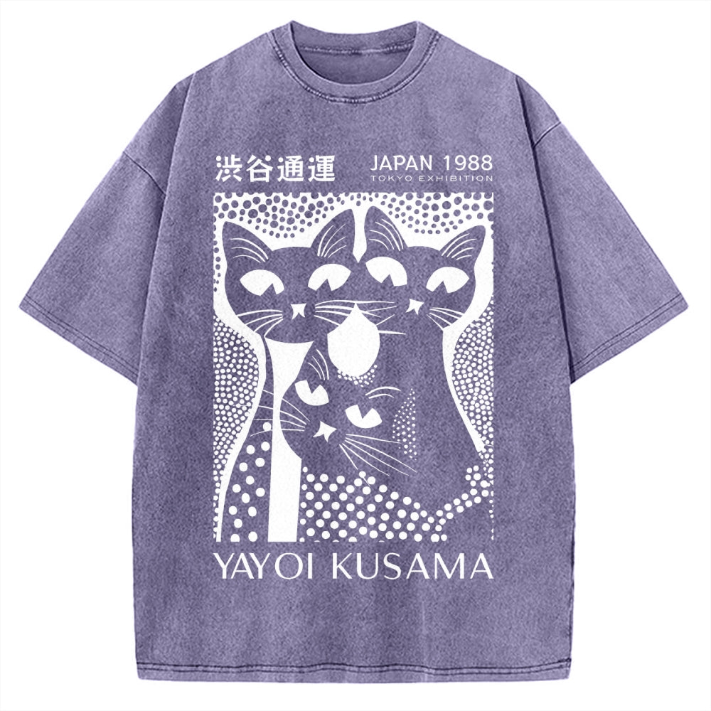 Yayoi Kusama Black Cat Vintage Washed T-shirt